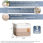 NaturalCozy Storage Cubes 9”x9”x7”Cotton Rope Woven Baskets for Organizing 3-Pack | 9 Inch Cube Storage Bin | Small Basket for Shelf Nursery, Pantry, Decorative Plant, Bathroom Closet, Toy Gift - Image 2