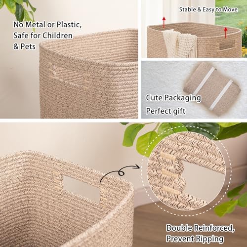 OIAHOMY Laundry Hamper Laundry Basket Cotton Rope Storage Baskets Brown - Image 4