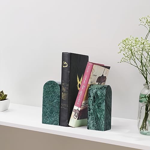 Koville Indian Natural Marble Bookends for Shelves, Decorative Book Ends, 7lbs Heavy-Duty Marble Book Holders, Bookshelf Apartment Decor for Normal Books/CD/Video Games(Indian Green) - Image 5
