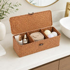 2Pcs Wicker Storage Basket with Lid, Toilet Tank Basket with Lid, Decorative Seagrass Storage Baskets for Shelf Bathroom Toilet Table - Image 5