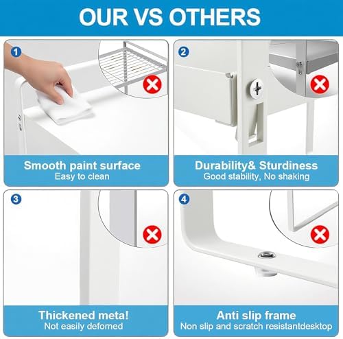 11" Deep Expandable Cabinet Shelf Organizer Riser, 2-Pack White - Image 5
