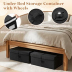 Geelin 4 Pack Under Bed Storage with Wheels, 10 Inch Height 65L Large Capacity Foldable Underbed Storage Bins with Lids & Handles, Easy Assembly Rolling Under Bed Containers for Clothes Blankets Shoes - Image 6