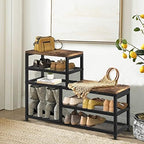 Shoe Rack Bench Shoe Storage Organizer with Seat, 5-Tier Industrial Free Standing Shoe Rack for Entryway, Narrow Shoe Rack Organizer Shelves for High Heels, Entryways, Hallways, Closets,Brown - Image 2