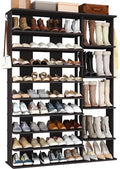 HOMEFORT 10 Tiers Shoe Rack, 50 Pairs Large Shoe Shelf, 61.8" Tall Shoe Tower, Freestanding Shoe Rack Organizer with Open Shelves, Wood Shoe Stand for Boot Storage, for Closet, Entryway, Espresso by HOMEFORT