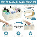 KMV Dorm Room Portable Shower Caddy with Adjustable Compartments - Ventilated Drainage Design with Handles, Perfect Toiletries Organizer for College Dorms-beige - Image 3