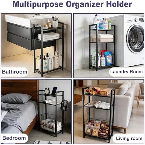 Freestanding Toilet Paper Holder with Storage, Bathroom Shelf Stand - Image 6