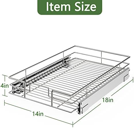 LOVMOR Pull Out Cabinet Organizer 14" W x 18" D, Kitchen Cabinet Pull Out Shelves Slide Out Storage… - Image 3