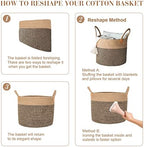 Jute Laundry Hamper Large Woven Rope Storage Basket with Handles 20' Height Tall 83L,Laundry Basket Decorative Basket for Living Room,Pillows,Clothes, 18'Wx20'H - Image 6
