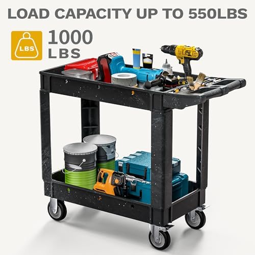 DWVO 40 x 17 in Heavy Duty Rolling Utility Cart on Wheels Black - Image 3