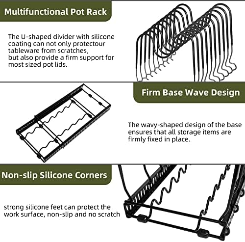 ROOHUA Pot and Pan Lid Organizer Rack for Under Cabinet, 12"-23" Expandable - Image 4