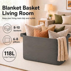 OIASKET 118L Extra Large Blanket Basket Living Room, 24.8"x17.7"x16.2" - Image 2