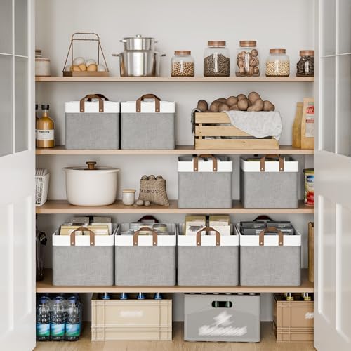 StorageWorks Fabric Storage Bin, Closet Bins, Gray and White, Large, 2-Pack - Image 3