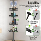 Corner Shower Caddy Tension Pole 4 Tier Adjustable Stainless Steel Shower Shelf for Inside Shower Bathtub Shampoo,Standing Bathroom Organizer Shelves with 26 to 120 inch Height - Image 4