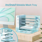 Desk Organizer with 5 Tier File Holder and Sliding Drawer Pen Holder Black - Image 4