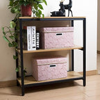 PRANDOM Collapsible Storage Cubes with Lids Fabric Decorative Storage Bins Boxes Organizer Containers Baskets with Cover Handles for Bedroom Closet Living Room 14.9x9.8x9.8 Inch 3 Pack - Image 3