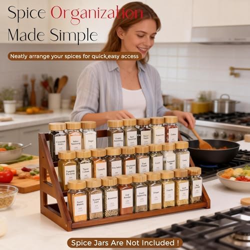 Bamboo 3 Tier Spice Rack,Spice Organizer for Cabinet/Countertop - Image 6
