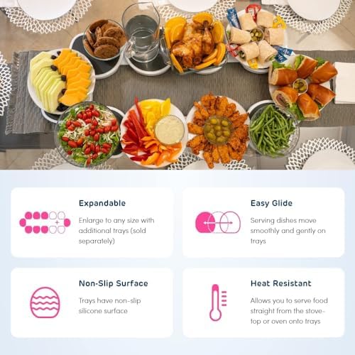 White- The Lazy Susan Revolution - The First Patented Lazy Susan Turntable Expandable for Rectangular & Oblong Tables - Kitchen & Dining Tables - Great Gift! Parties & Gatherings - Image 4