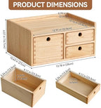 KIRIGEN Wooden Desk Organizer with 3 Drawers and Top Tray Natural DT1D3C-NA - Image 2