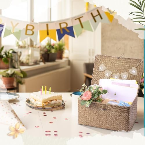 Geelin Seagrass Wedding Card Basket with Card Banner,14 Inch,Coffee - Image 4
