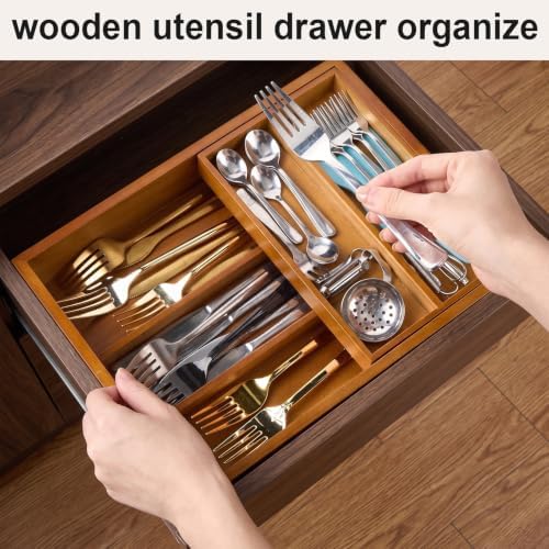 Marsui 2-tier Drawer Organizer with Sliding Tray, Wooden, Walnut - Image 5