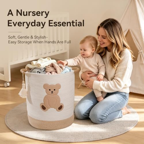 51L Baby Hamper for Nursery Laundry Basket Rope Stuffed Animal Storage Bins - Image 6