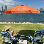 AMMSUN Shade Umbrella, Premium Portable Umbrella with Stand, 6.5ft Lightweight Free Standing Canopy for Sporting Games, Adjustable Instant Sun Protection and Easy to Carry, Orange - Image 2