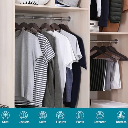ABHENG 30 Pack Wooden Coat Hangers, 360° Swivel Hook, Suit Hangers with Anti-Slip Notches, for Jackets, Shirts, Dress, Dark Walnut, UAWY0530H - Image 7
