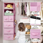 GRANNY SAYS Hanging Closet Organizer, 5 Drawers, 6 Shelves, 6 Pockets, Pink - Image 5