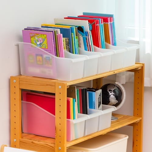 IRIS USA 8-Pack, Connecting Book Bin Organizer Magazine Holder, Clear - Image 4