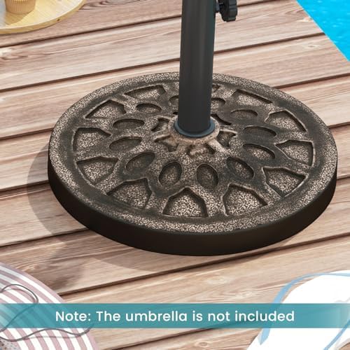 Tangkula 30 lbs Heavy Duty Umbrella Base, Round Parasol Holder with Adjustable Knob for Φ1.5-Φ1.9 Pole, Resin Umbrella Stand with Decorative Pattern, Easy Setup - Image 2