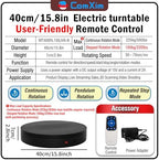 15.8In Remote Large Motorized electric turntable Rotating platform Photography Turntable Motorized lazy susan Base giratoria para for Photography,3D Scanner,Heavy duty display(Load Range:220~500lbs) - Image 2