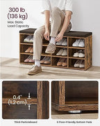 VASAGLE Shoe Bench with Cushion, 12 Compartments, 11.9 x 40.9 x 18.9 Inches - Image 5