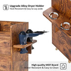 OmySalon 4 -Layer Salon Station Storage Cabinet, Beauty Barber Styling Stations, Hair Stylist Station Equipment with 2 Hair Dryer Holders, 4 Drawers and Raised Table Legs, Rustic Brown - Image 5