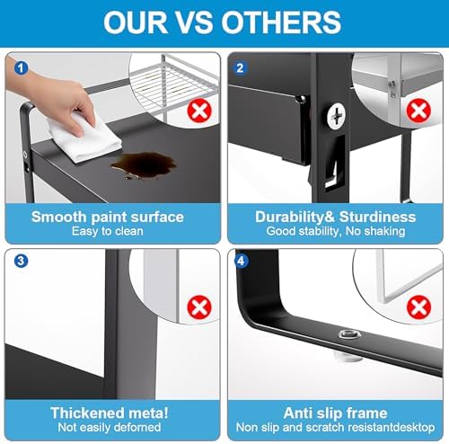 11" Deep Expandable Cabinet Shelf Organizer Riser, 2-Pack Black﻿ - Image 5