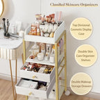 Makeup Organizer, Floor Skincare Organizers Make Up Organizers and Storage with Drawers, Vanity Organizer Cosmetics Display Cases Holder for Skin Care Nail Polish Perfume Gold - Image 2