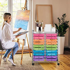 COSTWAY 20-Drawer Rolling Storage Cart, Utility Storage Organizer Cart - Image 2