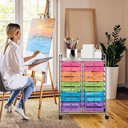 COSTWAY 20-Drawer Rolling Storage Cart, Utility Storage Organizer Cart - Image 2