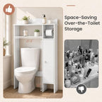 GIANTEX Over-The-Toilet Storage Cabinet, Bathroom Freestanding Space Saver with 1-Door Side Storage Cabinet & Paper Holder, Toilet Rack Organizer Stand for Bathroom Laundry (White) - Image 5