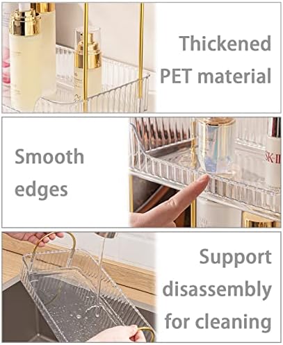 shuang qing Bathroom Counter Organizer Countertop Storage, Cosmetics Skincare Shelf, Makeup Organizer Perfume for Dresser Vanity Tray, Spice Rack for Kitchen(3 Tier-Clear) - Image 4