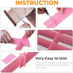 ALBAD Plastic Drawer Dividers Adjustable Drawer Organizer Dividers Separator for Tidying Clutter/Cutlery/Underwear/Socks/Clothes/Dresses/Boxes/Bins in Kitchen Bathroom Bedroom Office (Pink, 42) - Image 3