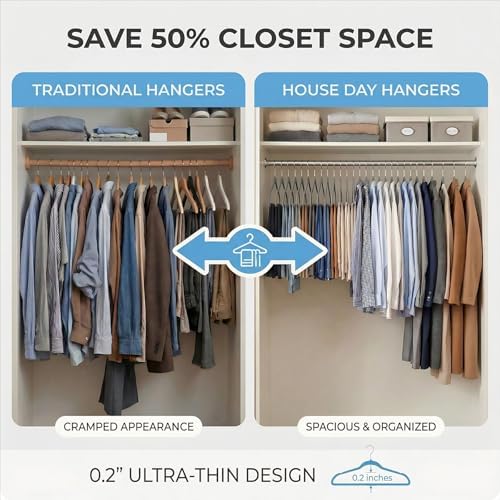 HOUSE DAY Grey Plastic Hangers 50 Pack - Ultra-Thin Heavy Duty Non-Velvet - Image 4