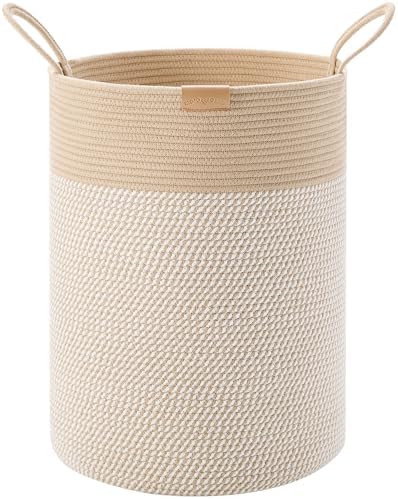 Boho Hamper Tall Woven Laundry Basket 80L Large by MOJOSCEND