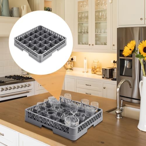 Aurelema 1 Pack Commercial Dishwasher Tray Rack, 25 Grid, Gray - Image 5