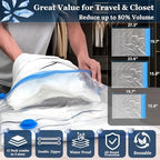 Vacuum Sealing Bags for Clothing Travel,Space Saver Vacuum Storage Bags with Wireless Air Pump (12 Combo Bags+Electric Pump) - Image 3