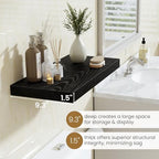 55 Inch Long Floating Shelves for Wall Set of 2, 55x9.3 Large Floating Shelf for Bedroom, Kitchen, Bathroom, Wall Mounted Rustic Wood Shelves with Invisible Bracket for Books, Decor, Black - Image 4