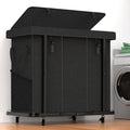 Laundry Basket with Lid,230L Rolling Laundry Hamper with Wheels,Black by Unlockyourhomestoragelife