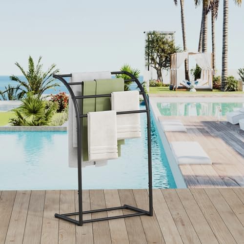YINMIT Free Standing Towel Rack, Pool Towel Rack Outdoor, 4 Tier Towel Racks for Bathroom, Metal Blanket Rack, Blanket Display and Towel Drying Rack - Image 5