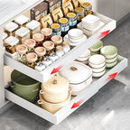 2PCS Expandable Pull Out Cabinet Organizer pots and pans organizer under cabinet Upgrade 3 Slide Rails Slide Out Drawers Roll Out Shelves Adhesive,Adjustable Width - Image 2