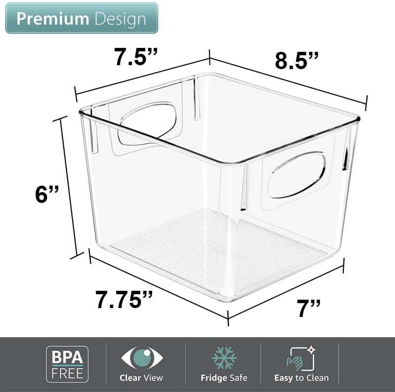 Sorbus Fridge Organizers and Storage, Clear Plastic Bins (Medium, 4 Pack) - Image 2