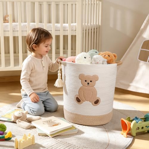 51L Baby Hamper for Nursery Laundry Basket Rope Stuffed Animal Storage Bins - Image 2